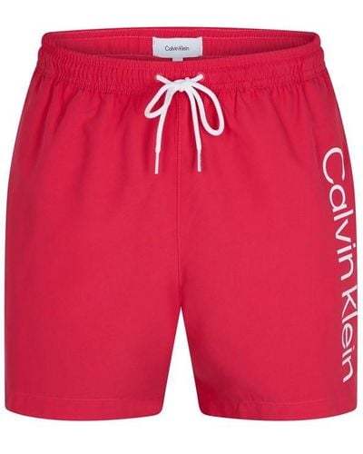 Calvin Klein Large Logo Swim Shorts - Red