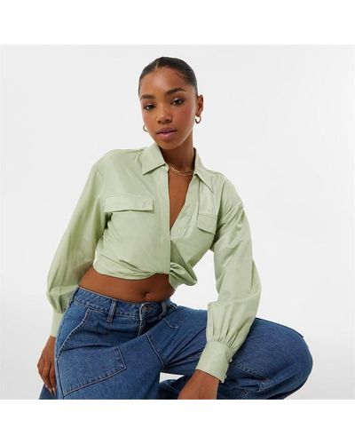 Jack Wills Draped Cropped Blouse - Green