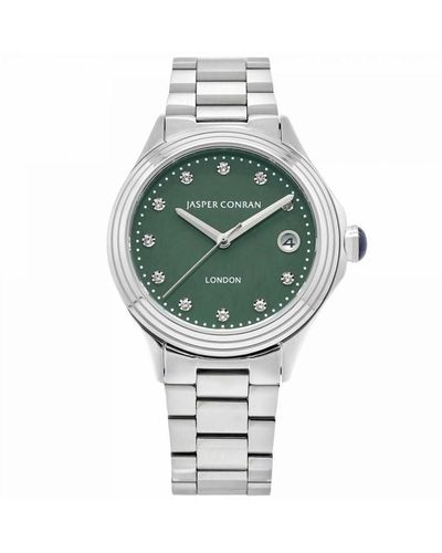 Jasper Conran Ladies 36mm Green And Silver Watch J1b1040105 - Metallic
