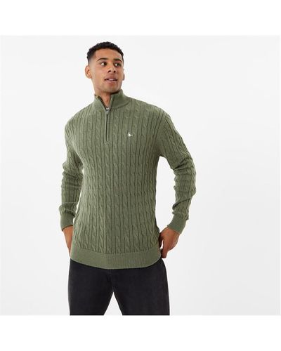 Jack Wills Cable Zip Jumper - Green