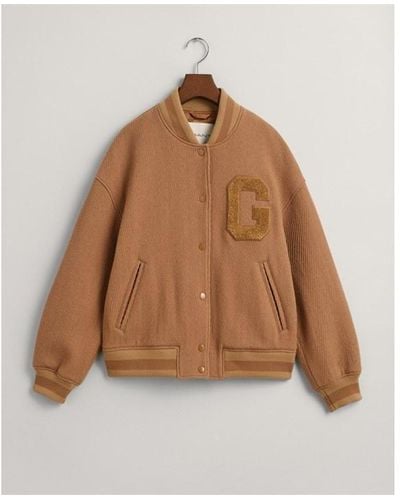 GANT Wool Twill Varsity Jacket Warm - Brown