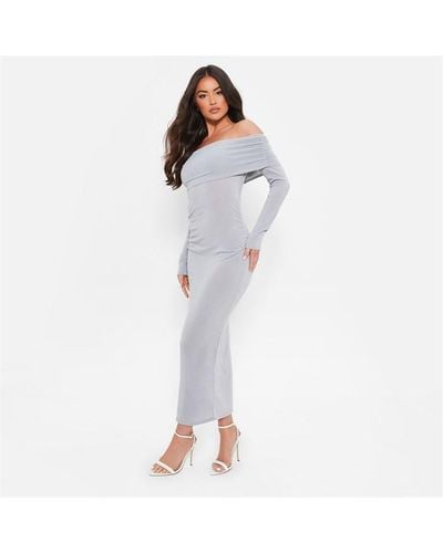 I Saw It First Ruched Bardot Midaxi Dress - White