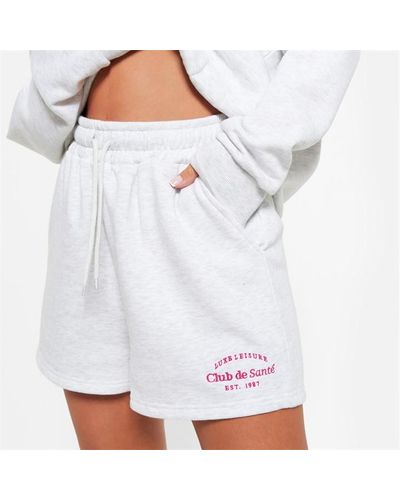I Saw It First Club De Santé Embroidered Sweat Shorts - White