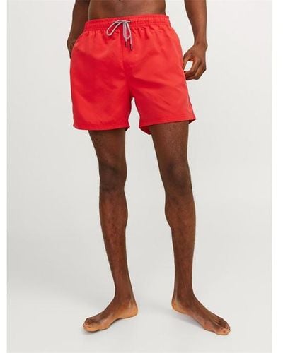 Jack & Jones Fiji Solid Swim Shorts - Red