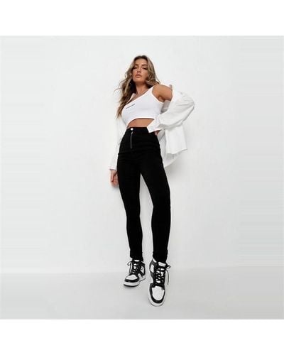 Missguided Tall Vice High Waisted Ankle Zip Skinny Jeans - Black