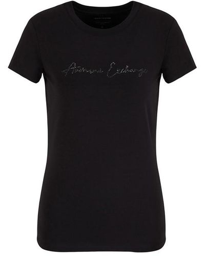 Armani Exchange Diamante Signature T Shirt - Black