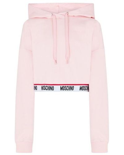 Moschino Tape Cropped Hoodie - Pink