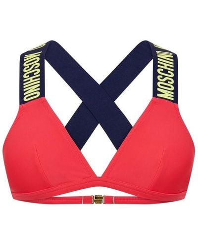 Moschino Logo Bikini Top - Red