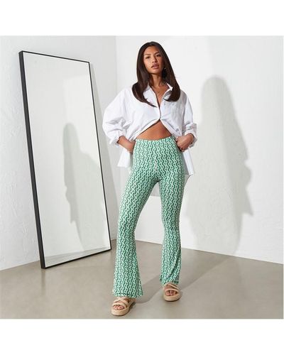 I Saw It First Printed Slinky Flared Trousers - White