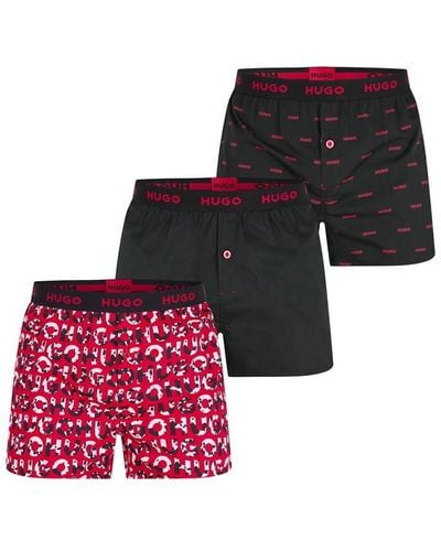 HUGO 2 Pack Woven Boxers - Red