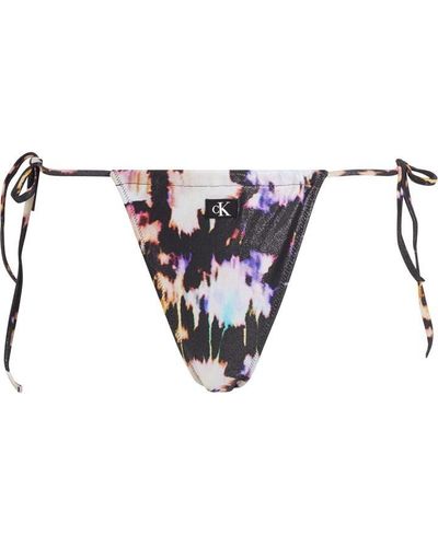 Calvin Klein S Foil Tie Side Bikini Bottoms Euphoria Palm L - Multicolour