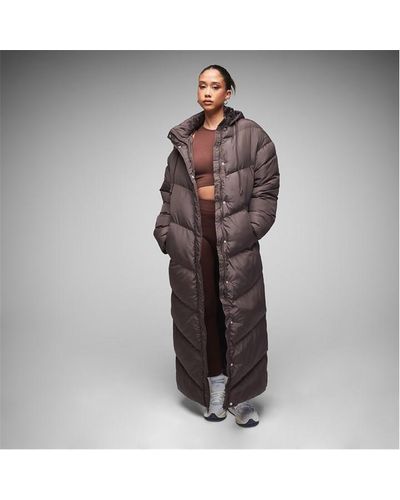 Missguided Tall oversized belted puffer jacket in mink