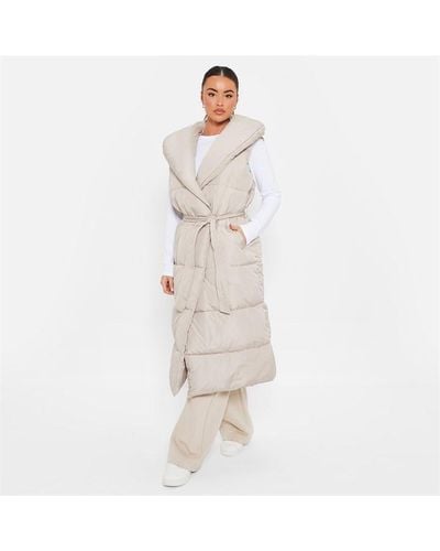 I Saw It First Padded Belted Puffer Gilet - Natural