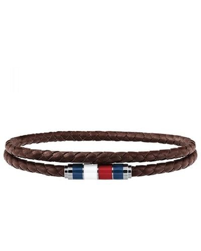 Tommy Hilfiger Gents Brown Leather Wrap Bracelet