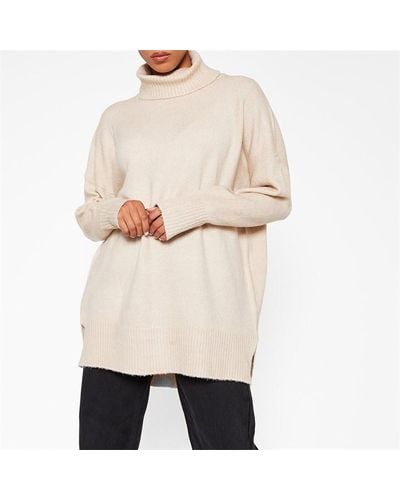 I Saw It First Roll Neck Oversized Jumper - Natural