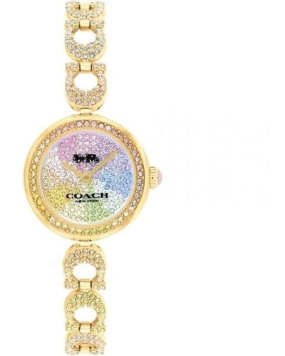 COACH Ladies Gracie Pastel Rainbow Gold Ip Watch - Metallic