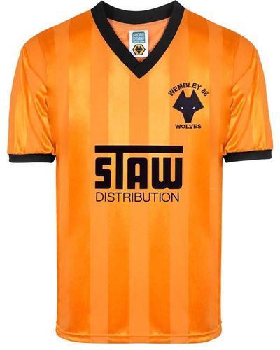 Score Draw Wolverhampton Wanderers Retro Home Shirt 88 Adults - Orange
