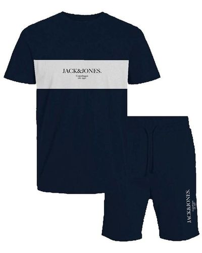 Jack & Jones Chester T-shirt And Shorts Set - Blue