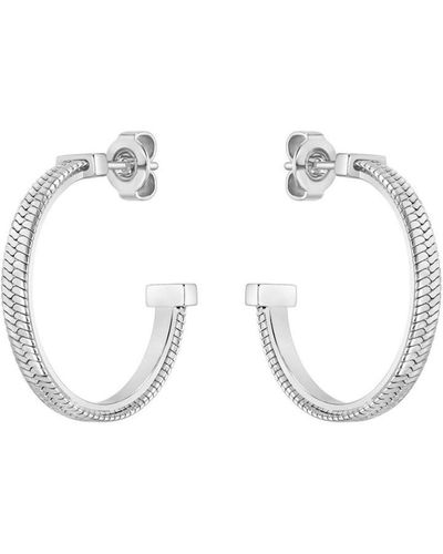 BOSS Ladies Zia Stainless Steel Hoop Earrings - White