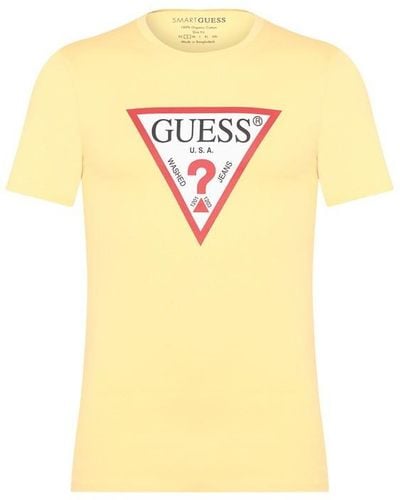 Guess Logo T Shirt - Yellow