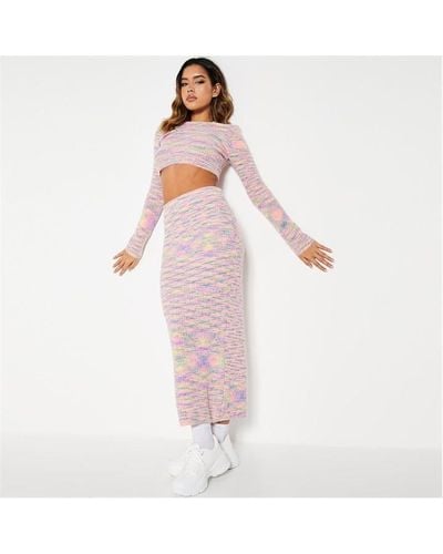 I Saw It First Space Dye Knitted Midaxi Skirt - Pink