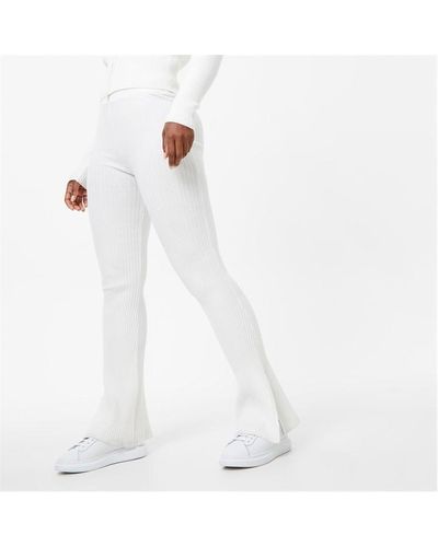 Jack Wills Ribbed Split Hem Trousers - White