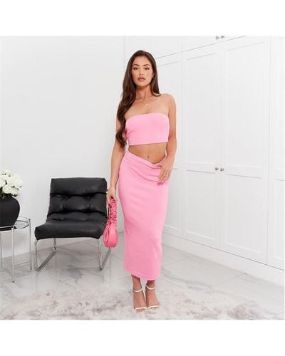 I Saw It First Textured Midaxi Skirt - Pink