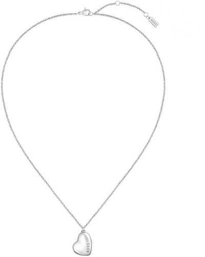 BOSS Ladies Honey Stainless Steel Heart Necklace - Metallic