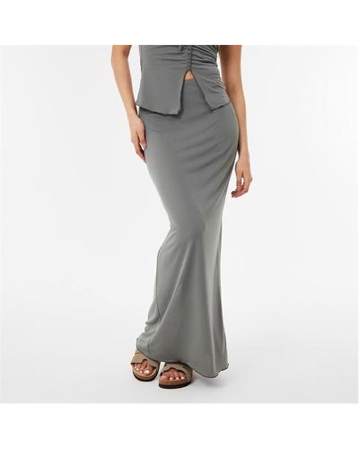 Jack Wills Ruched Maxi Skirt Ld43 - Grey