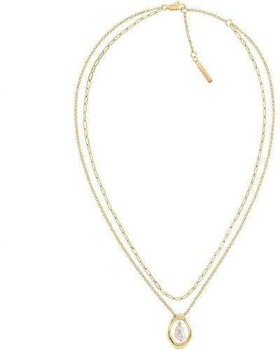 Calvin Klein Ladies Ckj Edgy Pearls Necklace 35000559 - Metallic