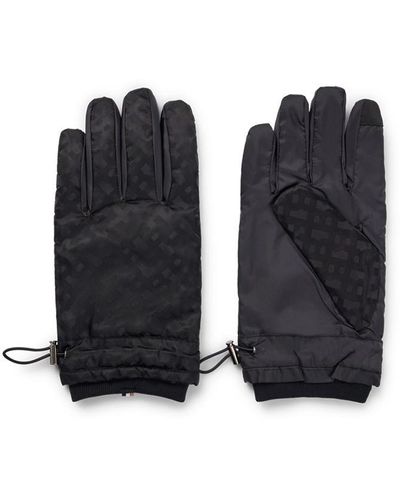 BOSS Nylon Monogram Gloves - Black