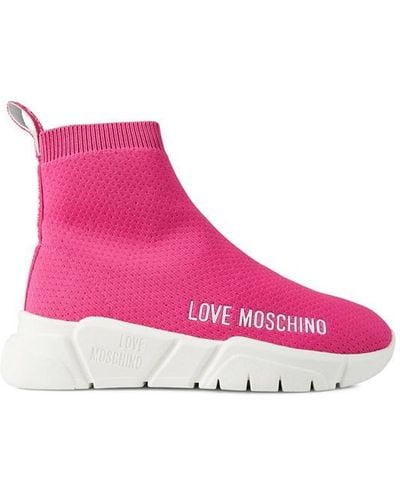 Love Moschino Logo Sock Trainers - Pink