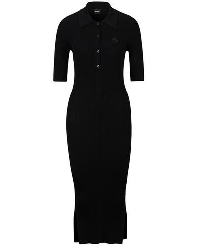 BOSS Button Placket Dress - Black