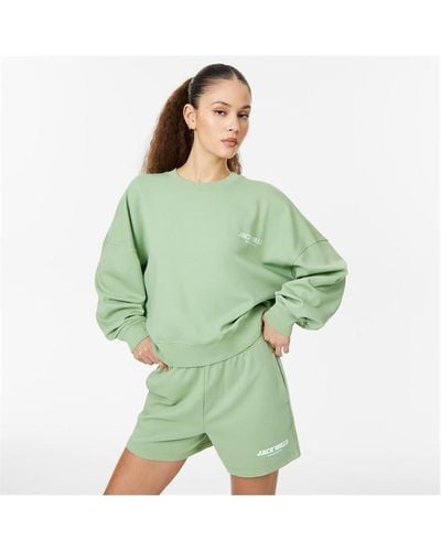 Jack Wills Boxy Crew Jumper - Green