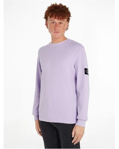 Calvin Klein Waffle Long Sleeve Top - Purple