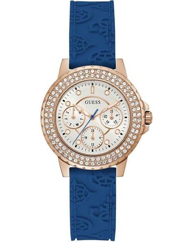 Guess Ladies Crown Jewel Blue Rose Watch Gw0411l2 - Metallic
