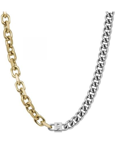 Armani Exchange A|x Armani Exchange Two-tone Stainless Steel Chain Necklace - Metallic