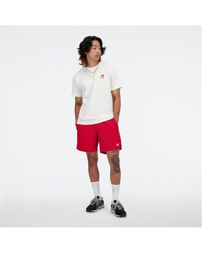 New Balance S Back Print T-shirt White S - Red