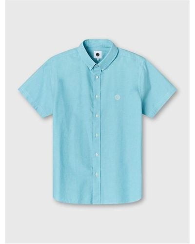 Pretty Green Pg Oxford Ss Shirt Sn33 - Blue