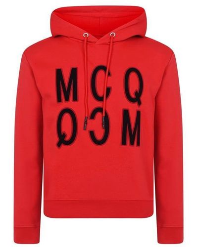 McQ Velvet Logo Hoodie - Red