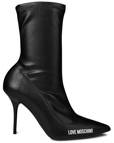 Love Moschino Logo Heeled Boots - Black