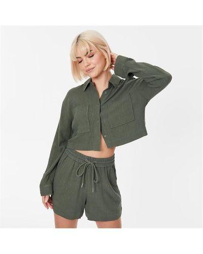 Jack Wills Linen-blend Shacket - Green