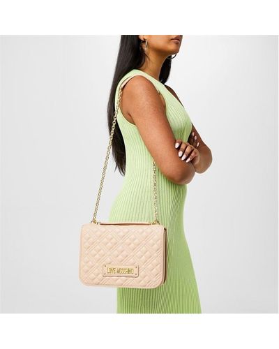 Love Moschino Super Quilted Chain Shoulder Bag - Natural