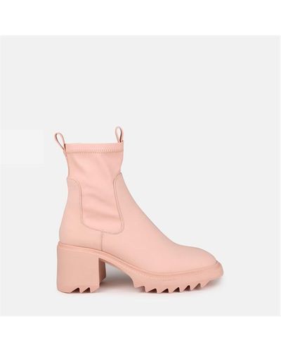 Missguided jagged Sole Heeled Ankle Boots - Pink