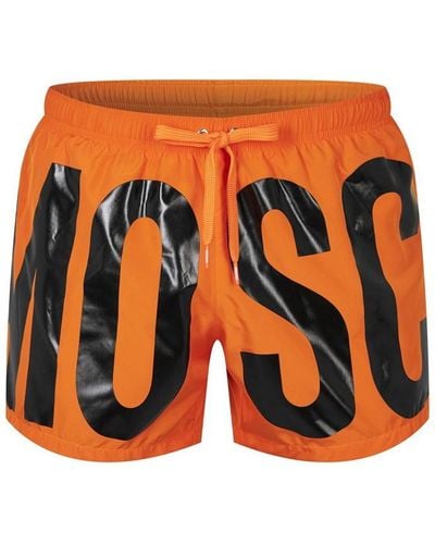 Moschino Maxi Logo Swim Shorts - Orange
