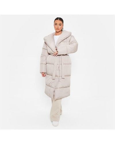 I Saw It First Padded Belted Puffer Coat - Natural