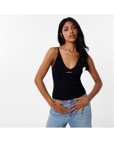 Jack Wills Knitted Cut Out Cami - Black
