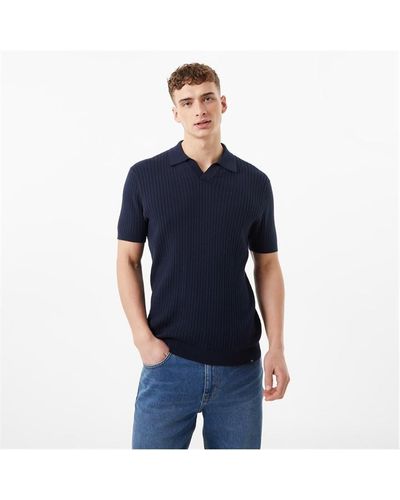 Jack Wills Knitted Ribbed Polo Shirt - Blue