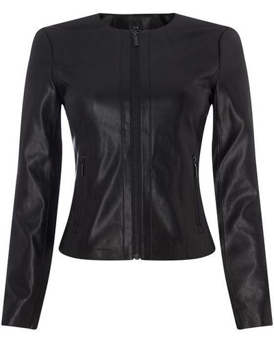 Armani Exchange Faux Leather Jacket - Black
