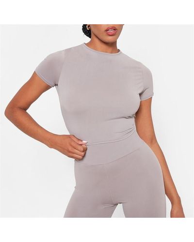 I Saw It First Slinky Crop Top Co-ord - Grey